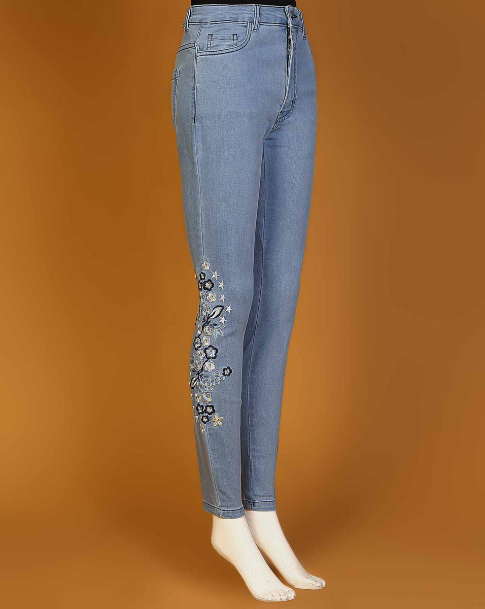 EMBROIDERED JEANS Polkadots