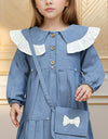 GIRLS DENIM TIERED DRESS WITH BAG (MINOR FAULT)