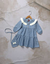 GIRLS DENIM TIERED DRESS WITH BAG