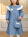 GIRLS DENIM TIERED DRESS WITH BAG (MINOR FAULT)