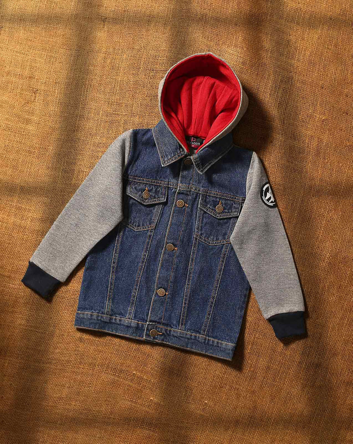 BOYS DENIM HOODIE - Polkadots - 13236ZJ - 207883 - BOYS DENIM HOODIE