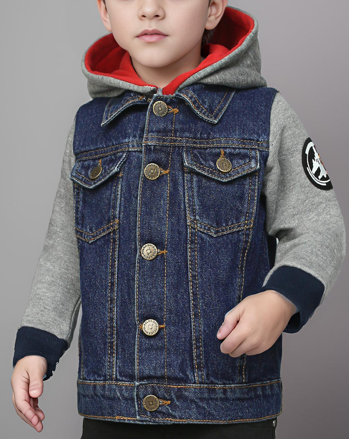 BOYS DENIM HOODIE - Polkadots - 13236ZJ - 207883 - BOYS DENIM HOODIE