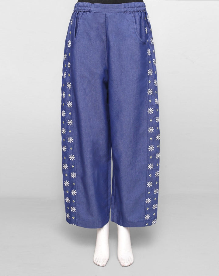 DENIM EMBROIDERED TROUSERS - Polkadots - 13969PD - 221624 - DENIM EMBROIDERED TROUSERS