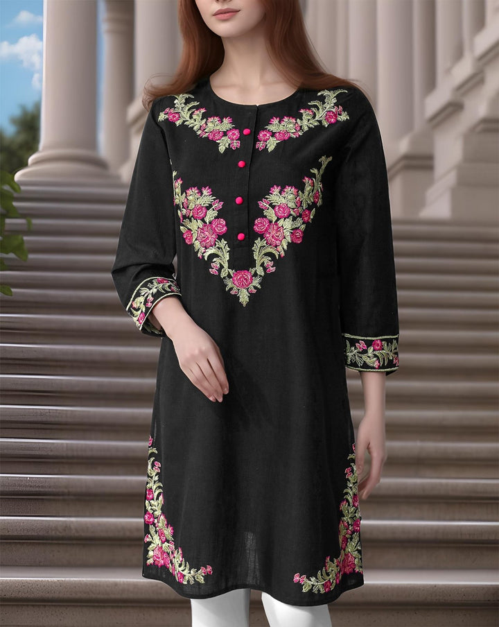 | KHADDAR EMBROIDERED KURTI | - Polkadots - 13069AMY - 204943 - | KHADDAR EMBROIDERED KURTI |