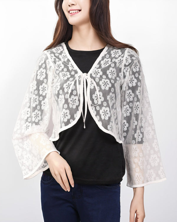 NET BOLERO JACKET - Polkadots - 13521AY-214550 - NET BOLERO JACKET