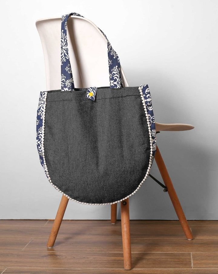 DENIM ROUND TOTE BAG - Polkadots - 12922ZJ-205897 - DENIM ROUND TOTE BAG