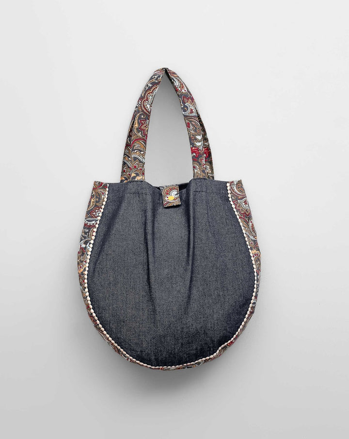 DENIM ROUND TOTE BAG - Polkadots - 12922ZJ-201045 - DENIM ROUND TOTE BAG