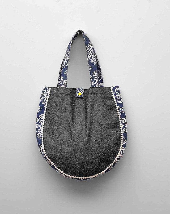 DENIM ROUND TOTE BAG - Polkadots - 12922ZJ-201045 - DENIM ROUND TOTE BAG