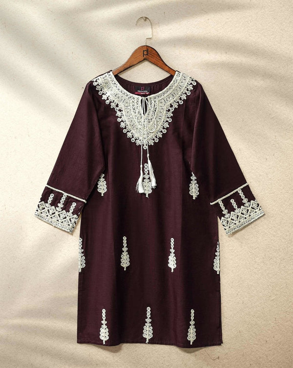 EMBROIDERED KURTI - Polkadots - 11313AMY-065199 - EMBROIDERED KURTI