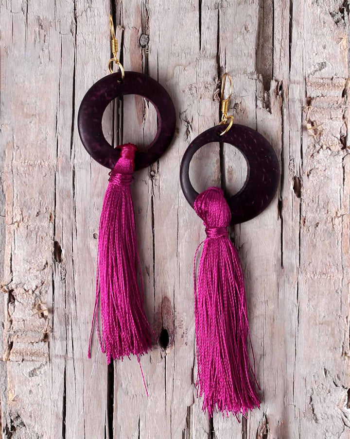 | MINIMALIST TASSEL EARRINGS | - Polkadots - 13322RF-210118 - | MINIMALIST TASSEL EARRINGS |